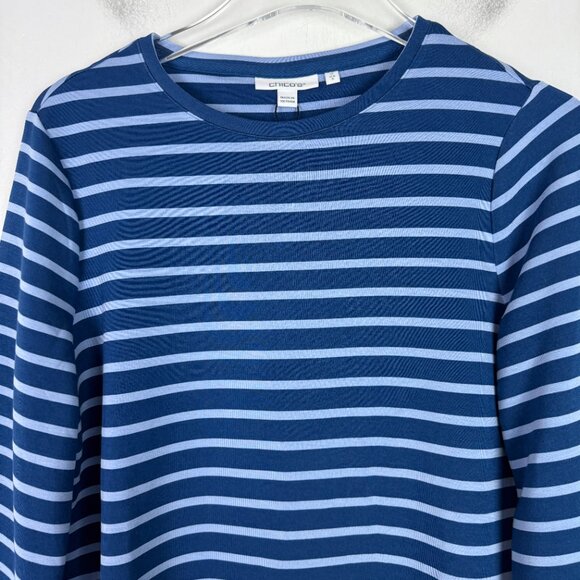 NWT Chico's Zenergy Soft Scuba Stripe Long Sleeve Top Blue 0 Size Small NEW - Picture 2 of 10